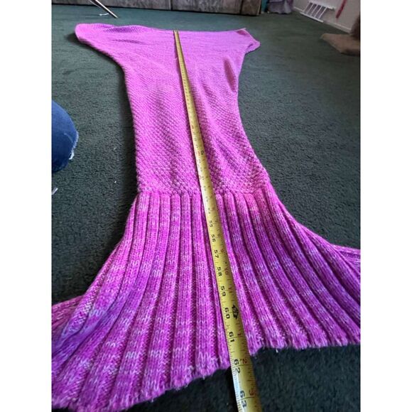 Chunky Knit Mermaid Tail Blanket Pink Adult Size Soft Cozy Throw - Picture 7 of 10